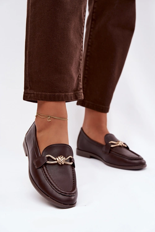 Loafersy Damskie Z Ozdobnym Detalem Czekoladowe Rosynne