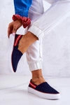 Damskie Tenisówki Slip On Big Star JJ276009 Granatowo-Czerwone