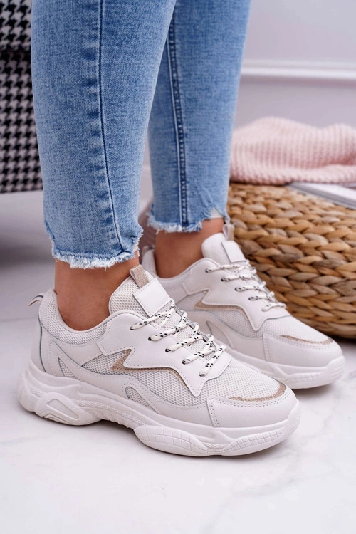 Sportowe Damskie Buty Beżowe Brokat Winchester