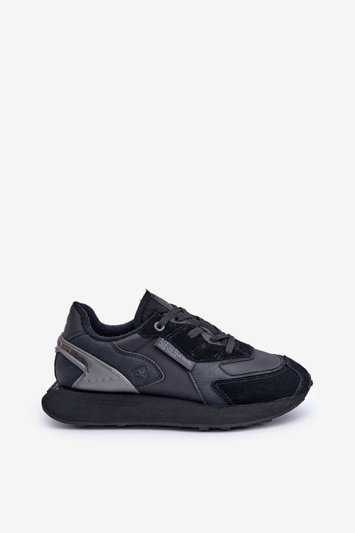 Skórzane Sneakersy Męskie Big Star OO174297 Hi-Poly System Czarne
