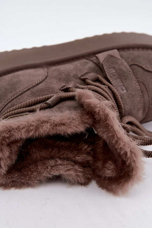 Skórzane Zamszowe Śniegowce Damskie Big Star UU274315 Brązowe