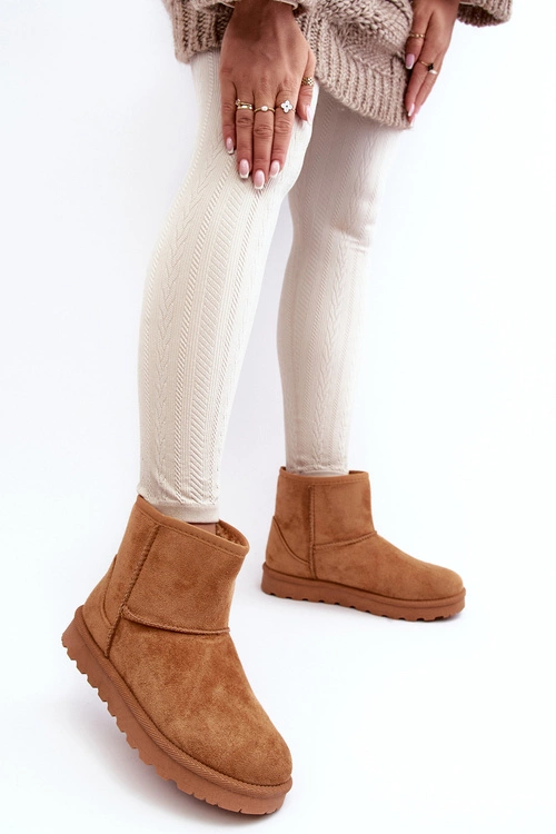 Zamszowe Śniegowce Damskie Ocieplane Camel Nanga