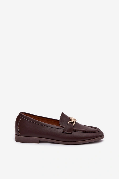 Loafersy Damskie Z Ozdobnym Detalem Czekoladowe Rosynne