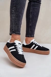 Sneakersy Damskie Na Platformie Czarne Egelia
