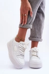 Sneakersy Damskie Na Platformie Białe Finos