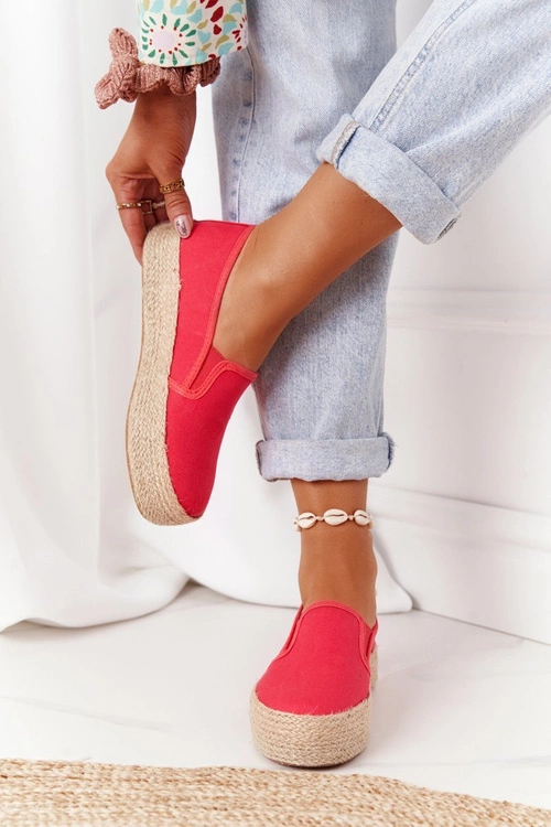 Espadryle Na Plecionej Platformie Big Star FF274149 Czerwone