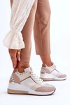 Damskie Sneakersy Buty Sportowe Na Koturnie Biało-Beżowe Nomera