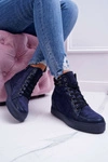 Sneakersy Damskie Ukryty Koturn Granatowe Ferrer