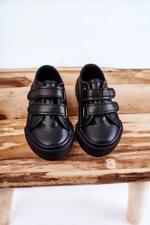 Dziecięce Skórzane Trampki Na Rzep BIG STAR KK374090 Czarne