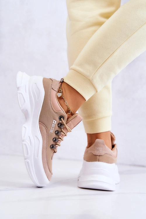 Damskie Sportowe Buty Sneakersy Big Star JJ274A222 Beżowe
