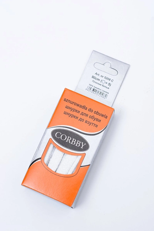 Corbby Białe Płaskie Sznurowadła Bawełniane