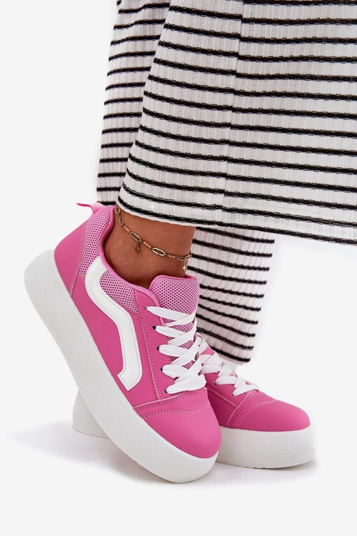 Sneakersy Damskie Na Platformie Fuksja Tellnira