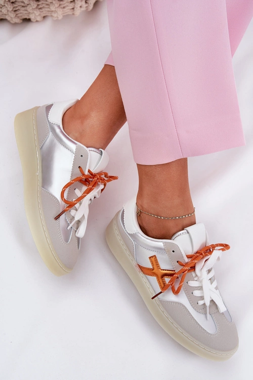 Niskie Buty Sportowe Damskie Srebrne Zelevelis