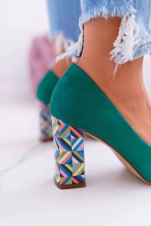Czółenka Damskie Sergio Leone Odkryte Palce PB133 Zielone Fani