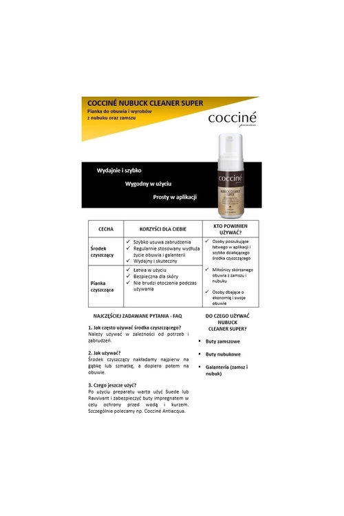 Coccine Pianka Czyszcząca do Zamszu Nubuku i Tekstyliów Nubuck Cleaner
