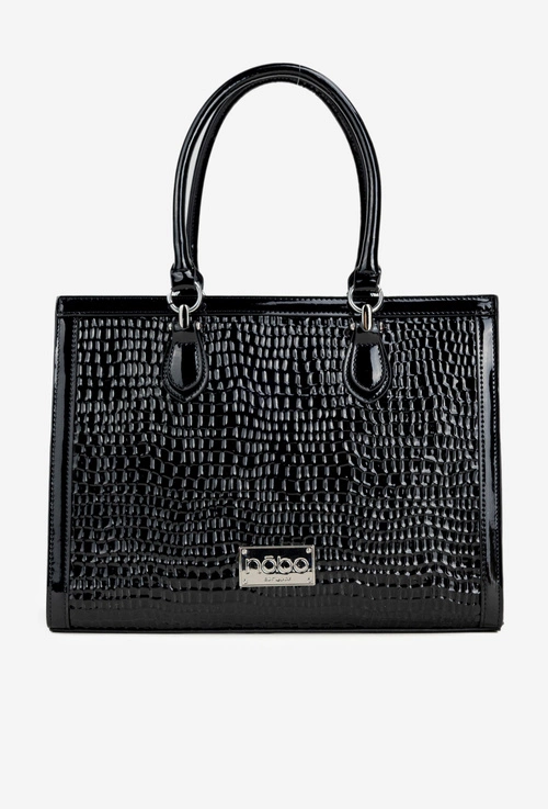 Lakierowana Torebka Z Tłoczonym Wzorem NOBO BAG6150-M20 Czarna