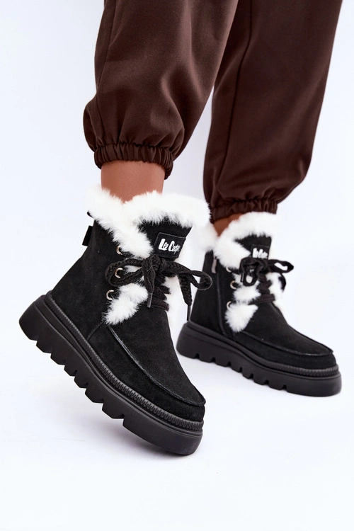 Śniegowce Damskie Z Naturalnego Zamszu Lee Cooper LCJ-25-01-3737 Czarne