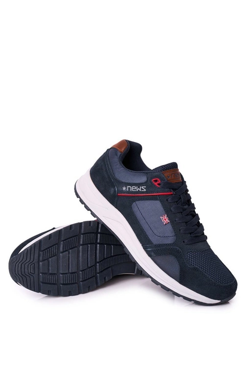 Męskie Sportowe Buty Sneakersy Granatowe Fabian