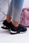 Sportowe Damskie Buty Siatka Zamsz Czarne Merido