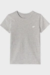Dziewczęcy T-shirt Gładki Bawełniany Szary 4F 4FJWMM00TTSHF1658-27M