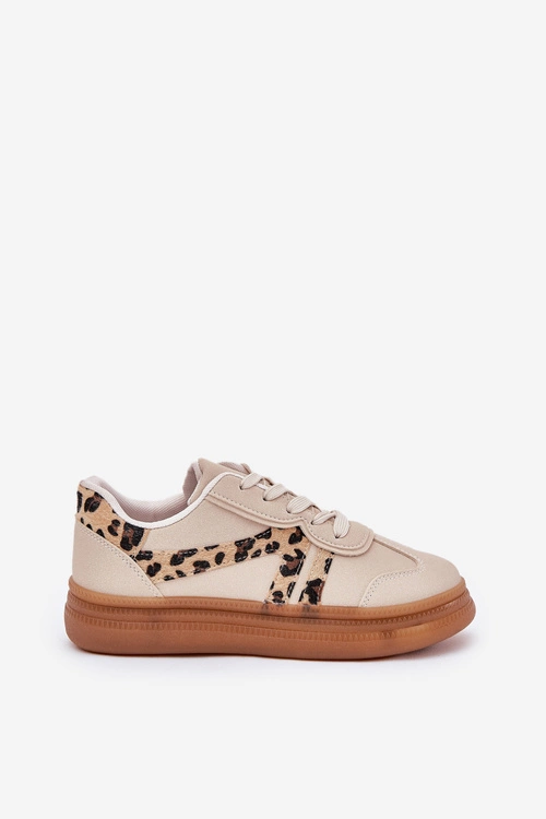 Damskie Sneakersy Na Platformie Panterka Beżowe Totter