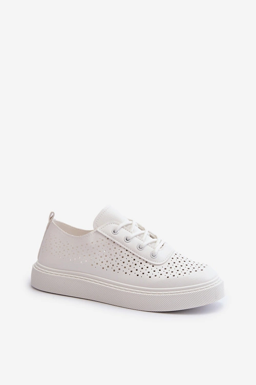 Ażurowe Trampki Sneakersy Na Platformie Białe Tanvi