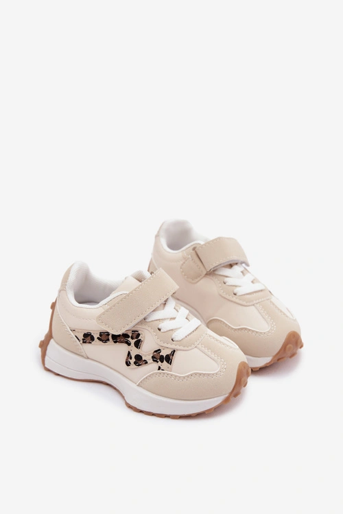 Sneakersy Buty Sportowe Dziecięce Na Rzep Panterka Beżowe Cosima