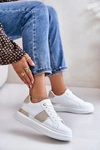 Modne Sneakersy Damskie Na Platformie Z Eko Skóry Beżowe Nevisase 