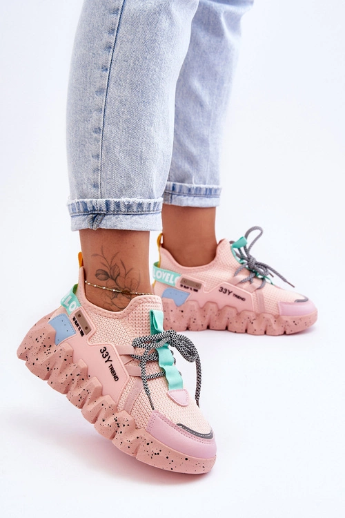 Wsuwane Modne Sneakersy Jasnoróżowe Evolution