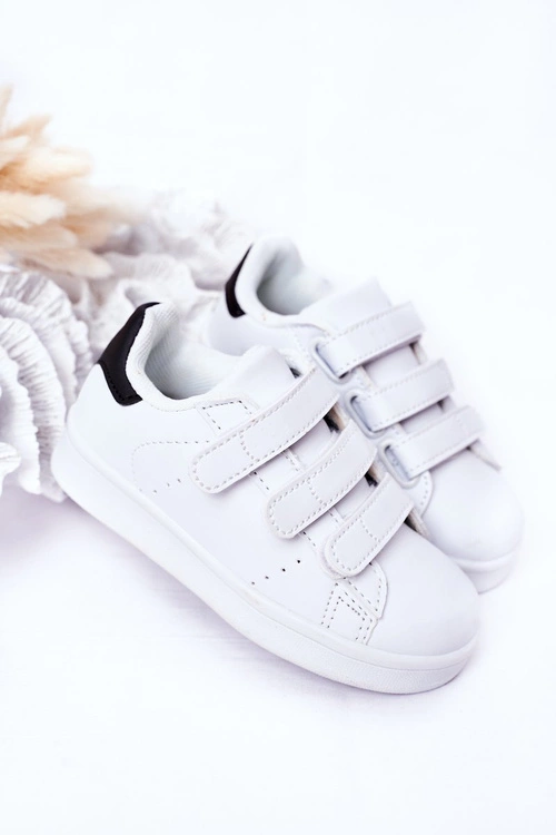 Dziecięce Sportowe Buty Na Rzepy Biało-Czarne Fifi