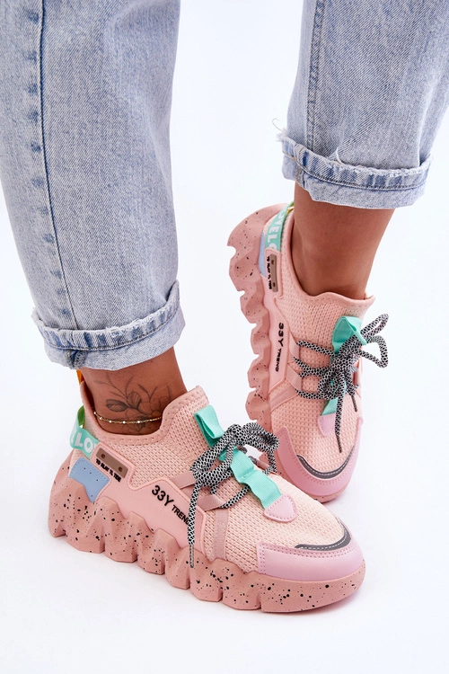 Wsuwane Modne Sneakersy Jasnoróżowe Evolution