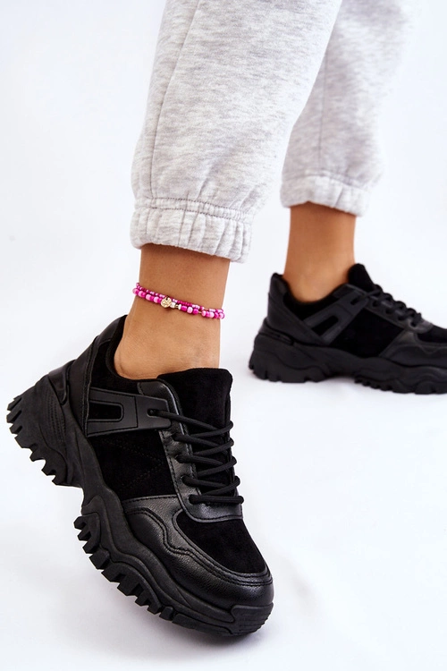 Modne Buty Sportowe Sneakersy Czarne Frezio