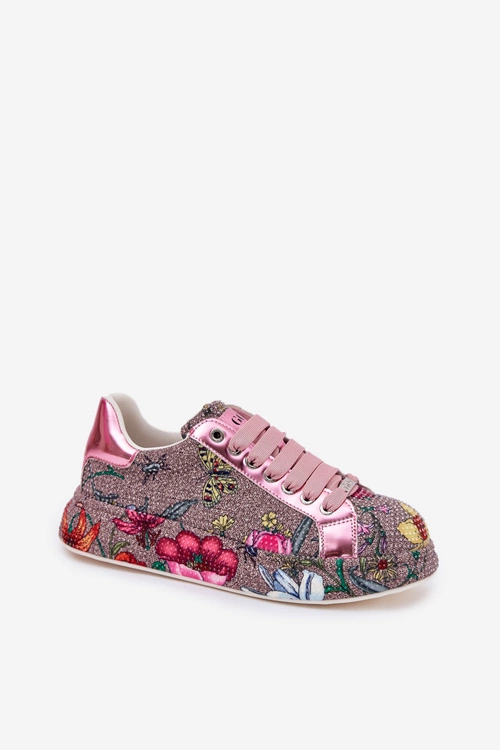 Wzorzyste Sneakersy Na Platformie Ze Zdobieniem GOE RR2N4002 Multikolor