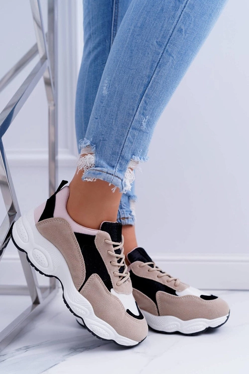 Sportowe Damskie Buty Zamszowe Beżowe Lollipop