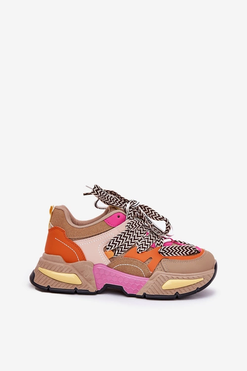 Sneakersy Buty Sportowe Damskie Z Podwójnym Sznurowaniem Khaki Efobell