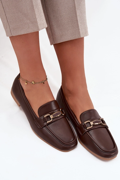 Półbuty Loafersy Damskie Z Ozdobą Brązowe Priscelle