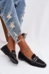 Mokasyny Loafersy Damskie Z Ozdobnym Elementem Czarne Evelora