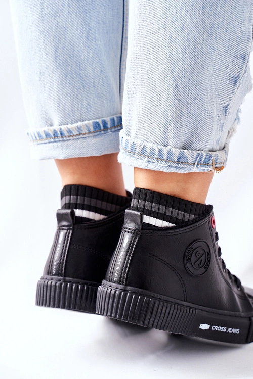 Trampki Damskie Cross Jeans Wysokie Czarne II2R4021