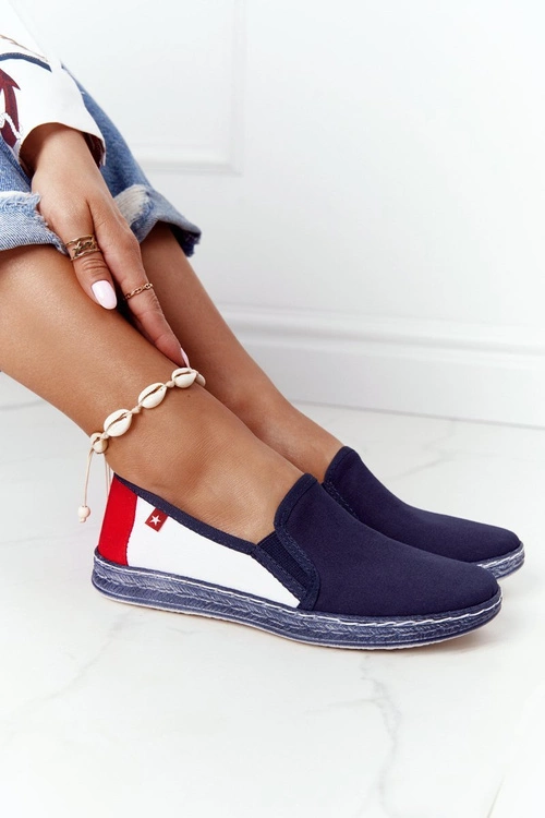 Damskie Espadryle Big Star HH276008 Granatowo-Białe