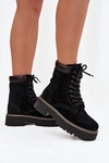 Zamszowe Botki Workery Damskie Sznurowane Big Star SS274791 Czarne