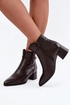 Botki Damskie Na Obcasie Ocieplane Z Klamrą Sergio Leone BT-33 Czekoladowe