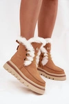 Śniegowce Damskie Z Naturalnego Zamszu Lee Cooper LCJ-25-01-3738 Camel