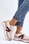 Buty Sportowe Damskie Beżowo-Bordowe Chloette