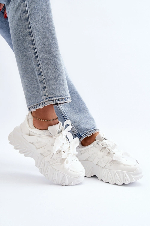 Sneakersy Damskie Na Masywnej Podeszwie Białe Ellerai