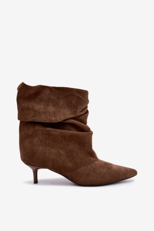 Wsuwane Botki Typu Slouchy Na Obcasie Khaki Loralia
