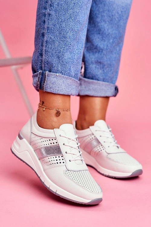Sportowe Damskie Skórzane Buty Białe 1793 Miss You