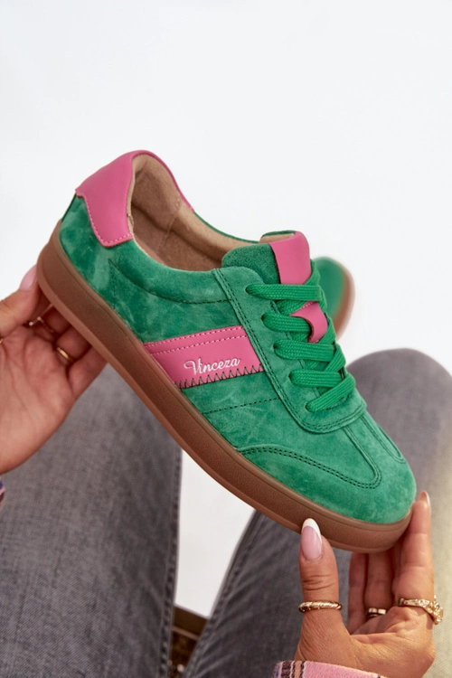 Zamszowe Sneakersy Damskie Vinceza 79576 Zielone