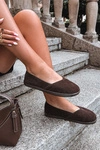 Baleriny Damskie Barefoot Z Naturalnego Zamszu Czekoladowe Mirelia
