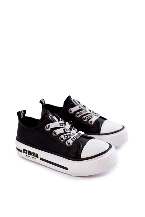Dziecięce Skórzane Trampki BIG STAR KK374043 Czarno-Białe