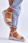 Damskie Sandały Comfort Shoe Na Koturnie Nude Ingrid